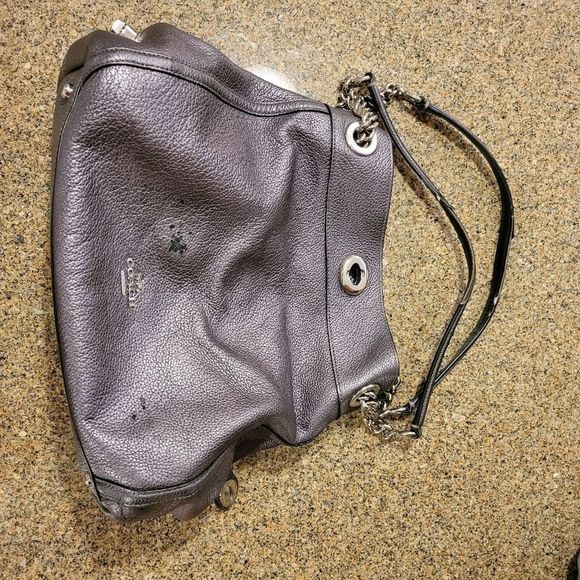 Coach purse silver gray satchel shoulder bag - Picture 1 of 7